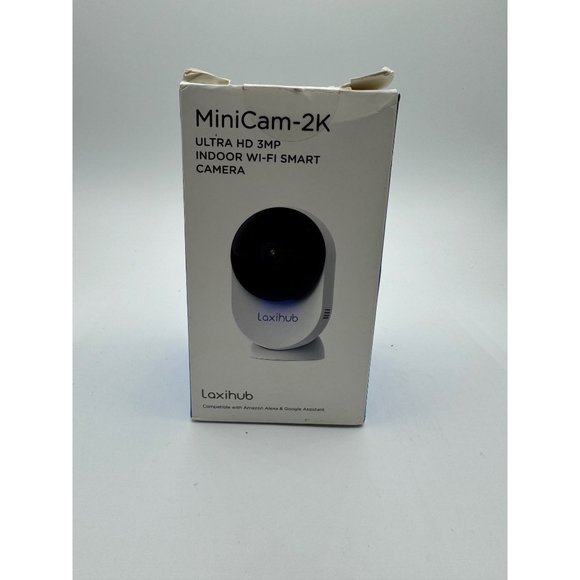 Laxihub Minicam-2K Black White Indoor Wireless Wi-Fi Smart HD Security Camera - Picture 1 of 3